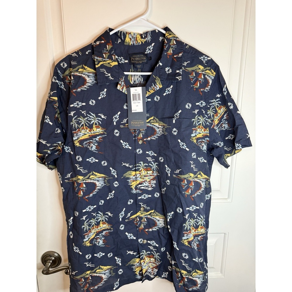 NWT Pendleton Hawaiian Shirt Mens L Button Up Short Sleeve MSRP $79.50